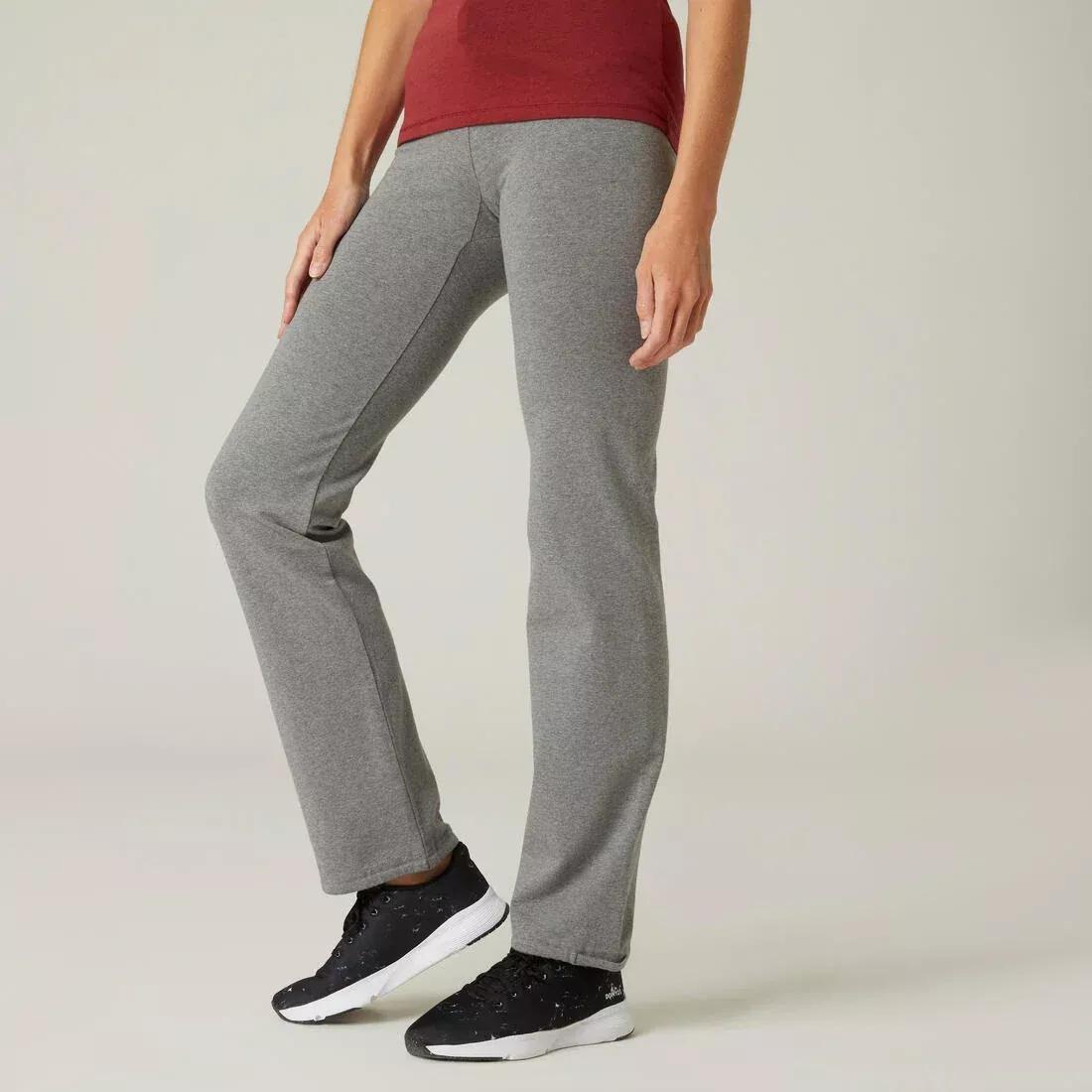 Straight-CutCottonFitness Leggings With Adjustable Cuffs Fit Mottled, Grey, , large image number 1