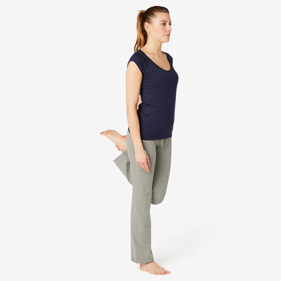 Straight-CutCottonFitness Leggings With Adjustable Cuffs Fit Mottled, Grey, , large image number 3