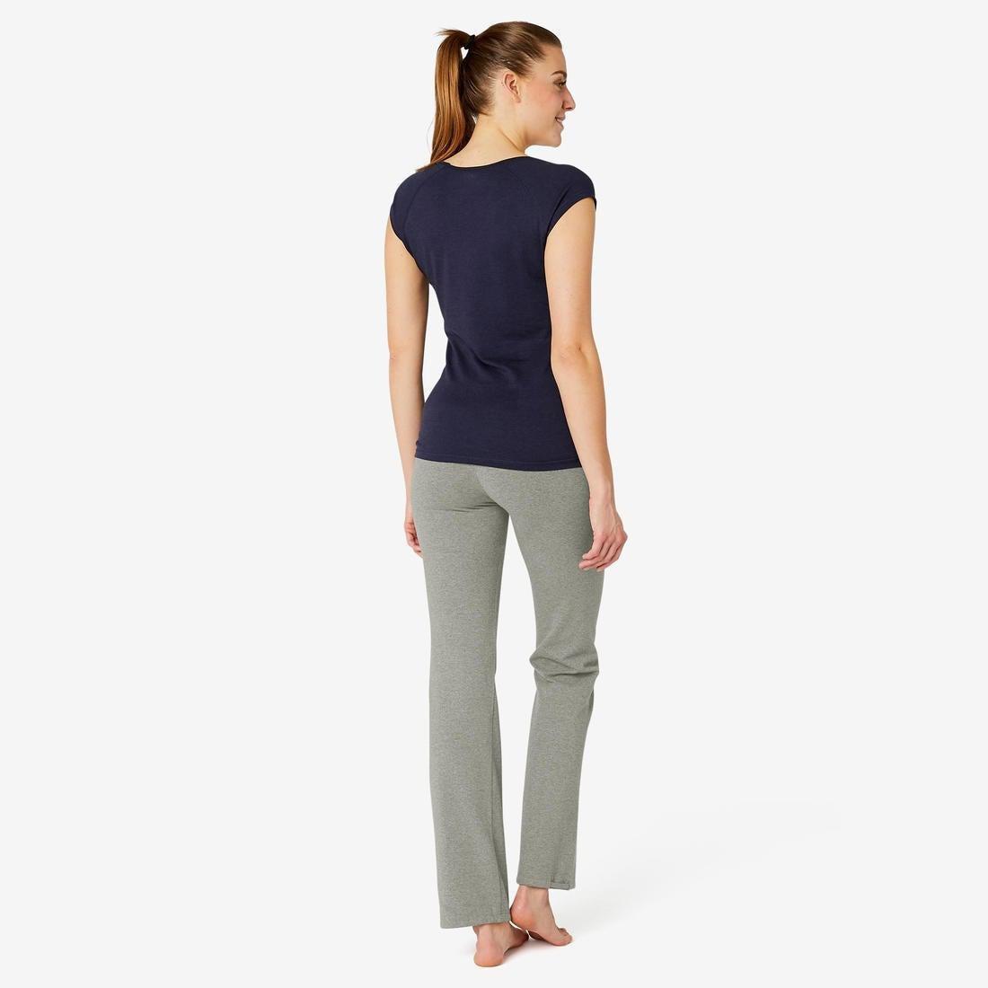 Straight-CutCottonFitness Leggings With Adjustable Cuffs Fit Mottled, Grey, , large image number 5
