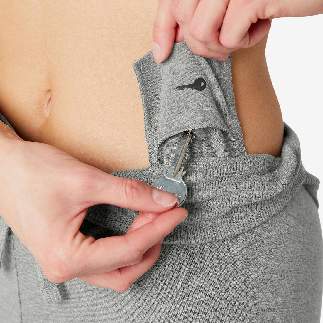 Straight-CutCottonFitness Leggings With Adjustable Cuffs Fit Mottled, Grey, , large image number 7