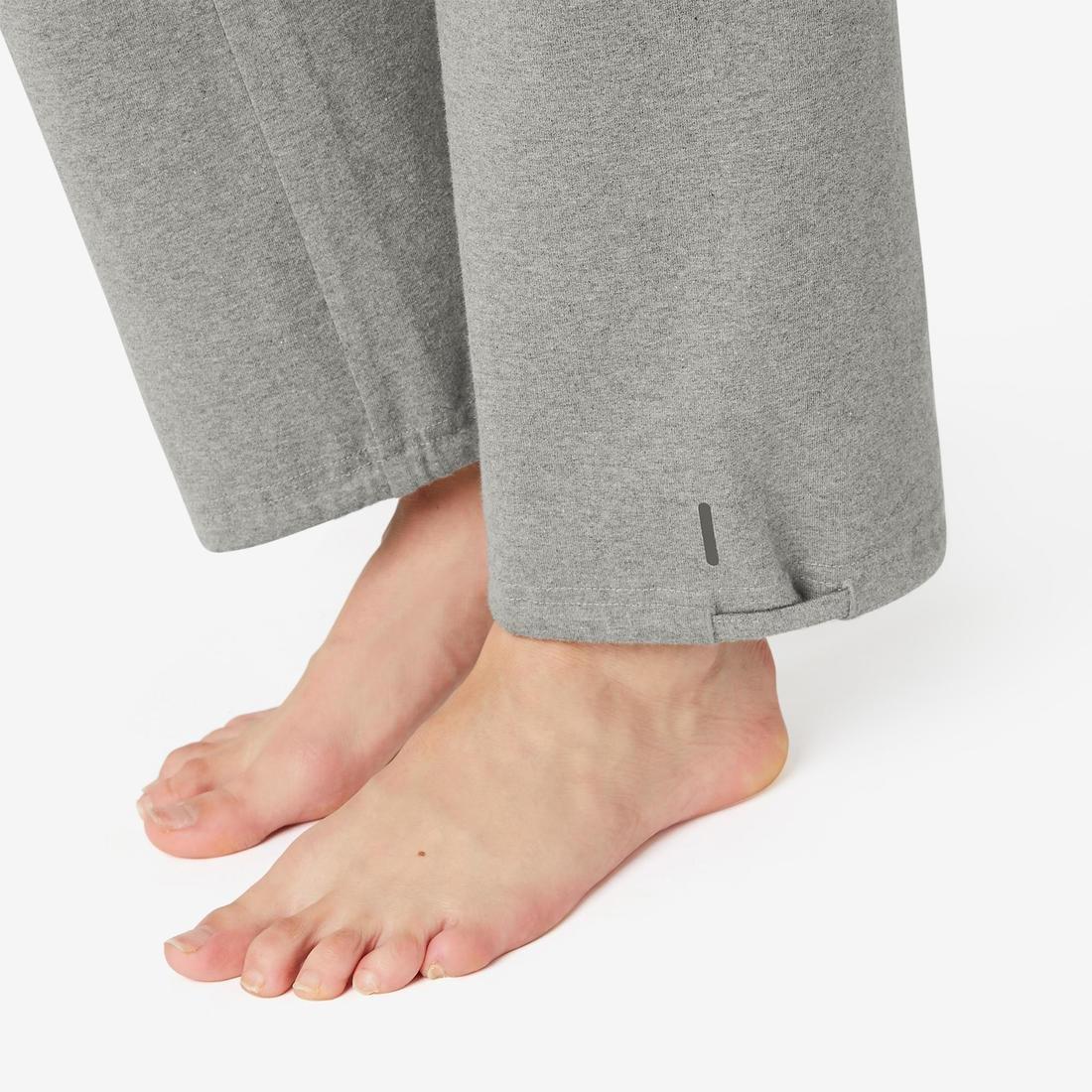 Straight-Cut Cotton Fitness Leggings With Adjustable Cuffs Fit+, Grey, No Color, large image number 8