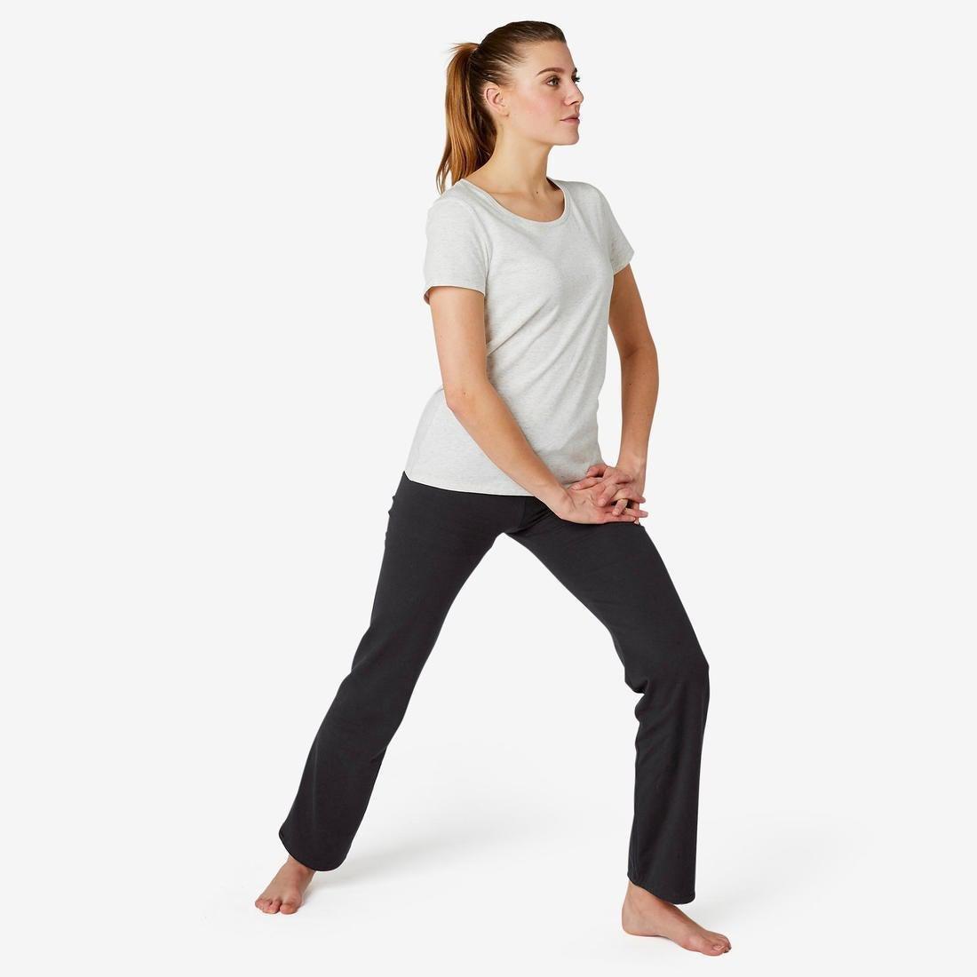 Straight-Cut Cotton Fitness Leggings With Adjustable Cuffs Fit+, Grey, No Color, large image number 9