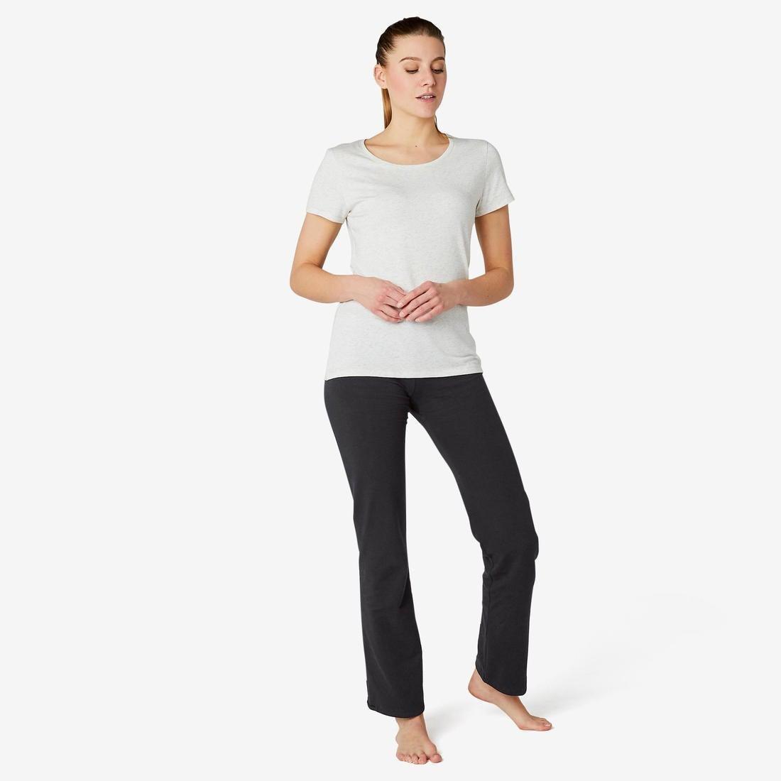 Straight-Cut Cotton Fitness Leggings With Adjustable Cuffs Fit+, Grey, No Color, large image number 10