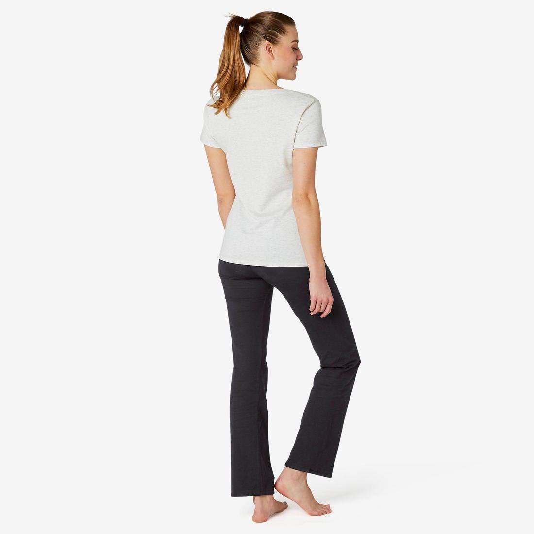 Straight-Cut Cotton Fitness Leggings With Adjustable Cuffs Fit+, Grey, No Color, large image number 11