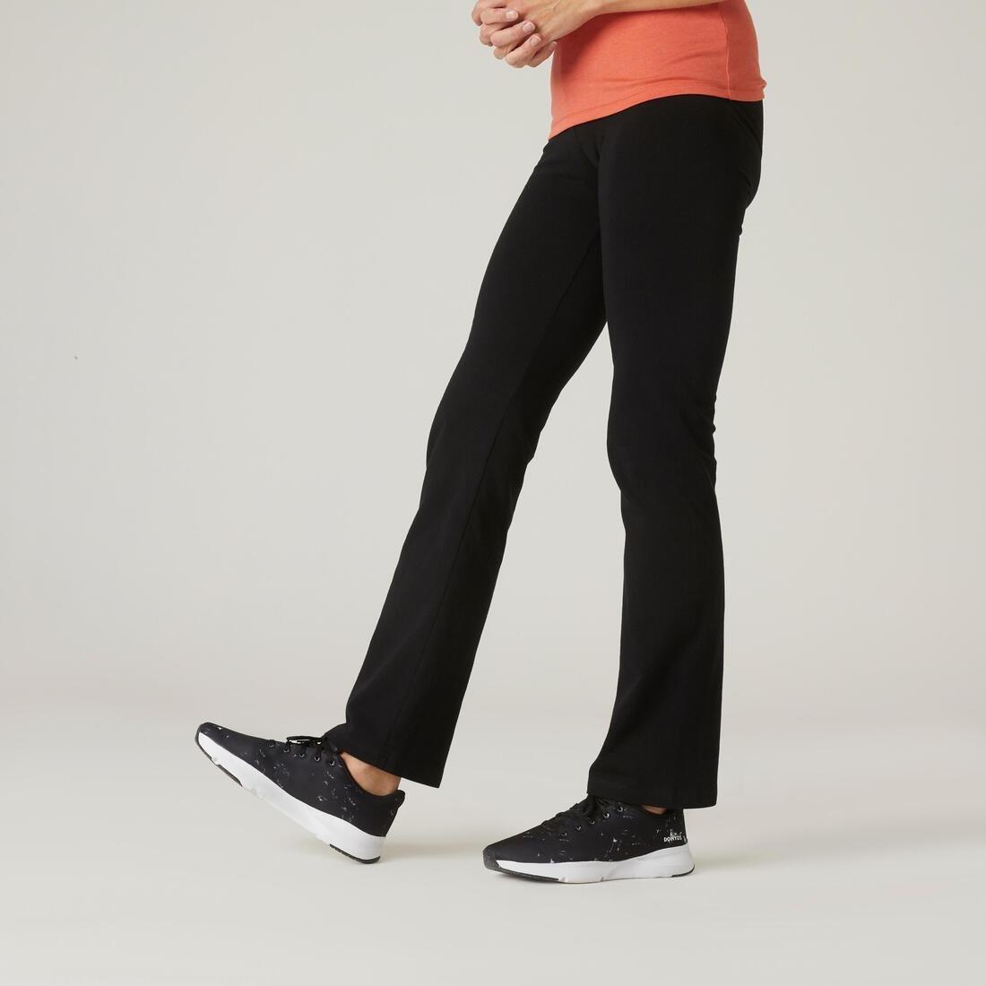 Straight-CutCottonFitness Leggings With Adjustable Cuffs Fit Mottled, Black, , large image number 2
