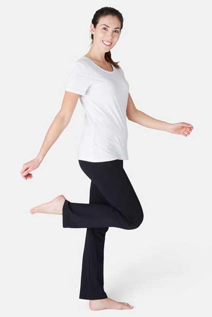 Straight-CutCottonFitness Leggings With Adjustable Cuffs Fit Mottled, Black, , large image number 4