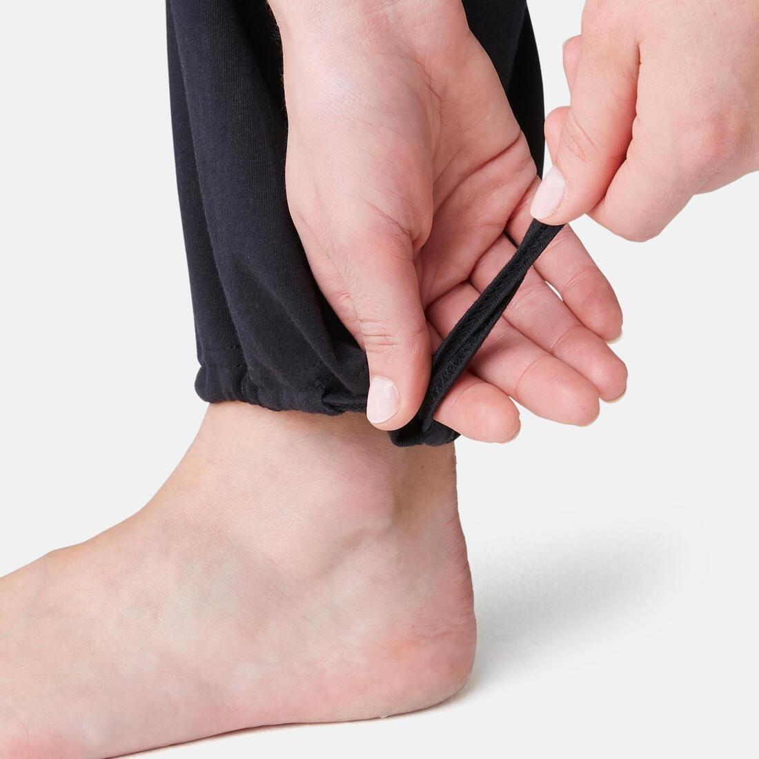 Straight-Cut Cotton Fitness Leggings With Adjustable Cuffs Fit+, Black, No Color, large image number 12