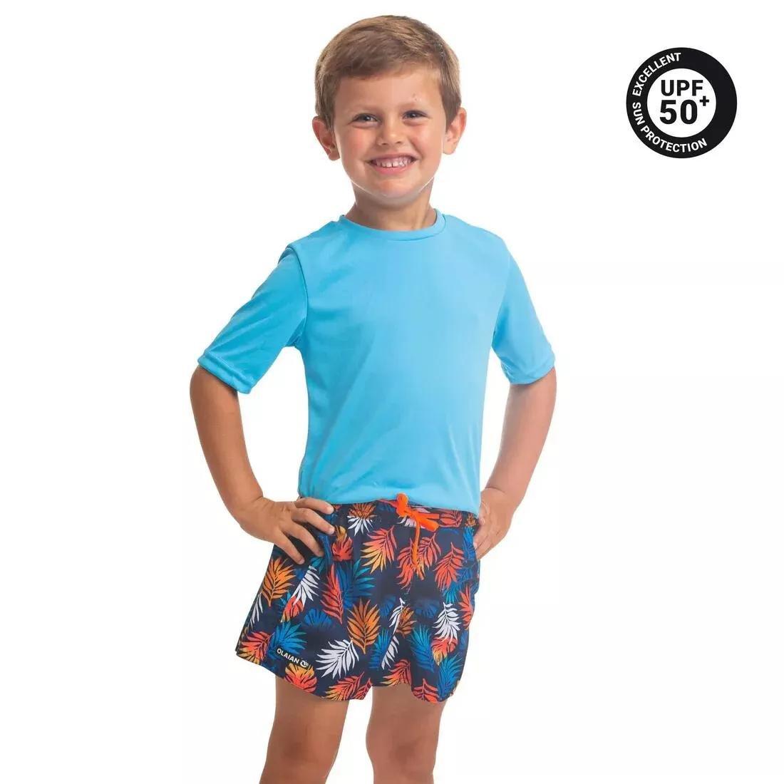 OLAIAN - Kids' Surfing Anti-UV Water T-Shirt, Fluo Coral Orange