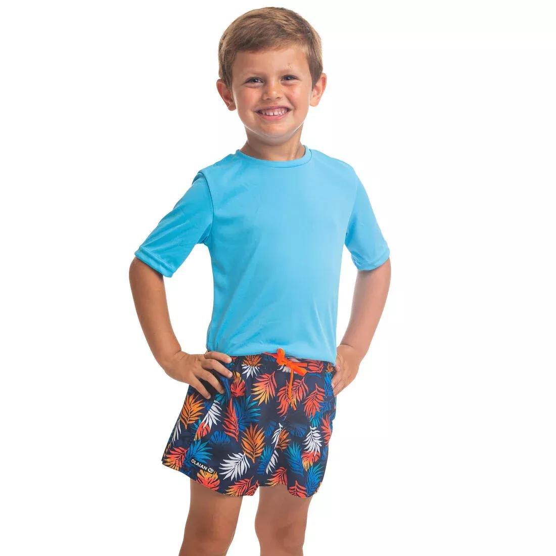 OLAIAN - Kids' Surfing Anti-UV Water T-Shirt, Fluo Coral Orange