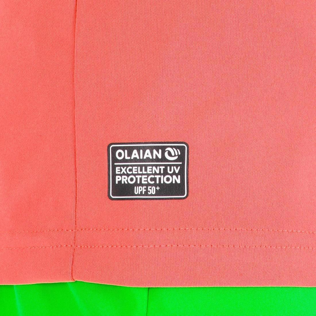 OLAIAN - Kids' Surfing Anti-UV Water T-Shirt, Fluo Coral Orange