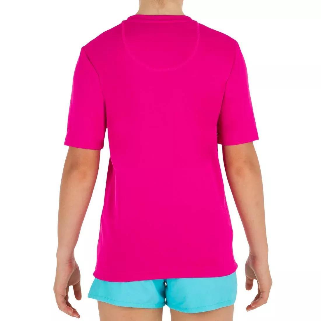 OLAIAN - Kids' Surfing Anti-UV Water T-Shirt, Fluo Coral Orange