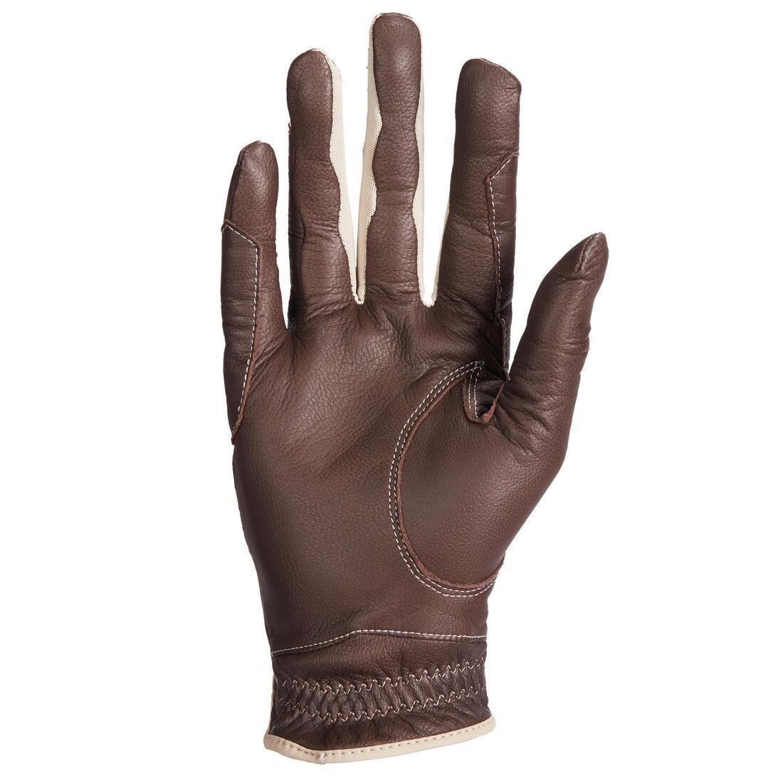 WENGE BROWN Women's Horse Riding Leather Gloves 900, No Color, large image number 2