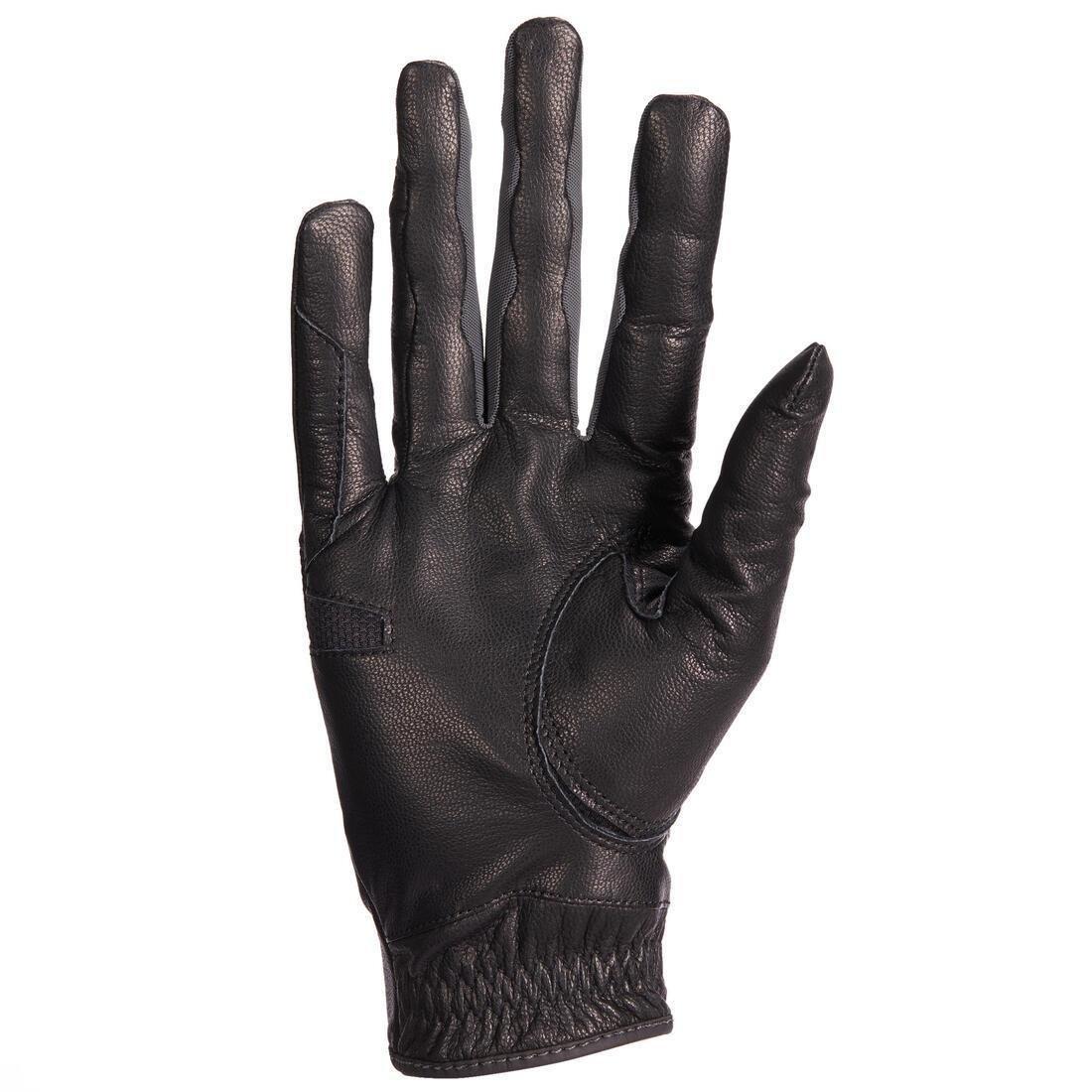 FOUGANZA - Women Horse Riding Leather Gloves 960 - Black