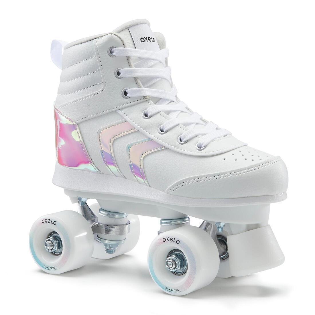 100  Jr Quad Roller Skates, White Holographic, No Color, large image number 0