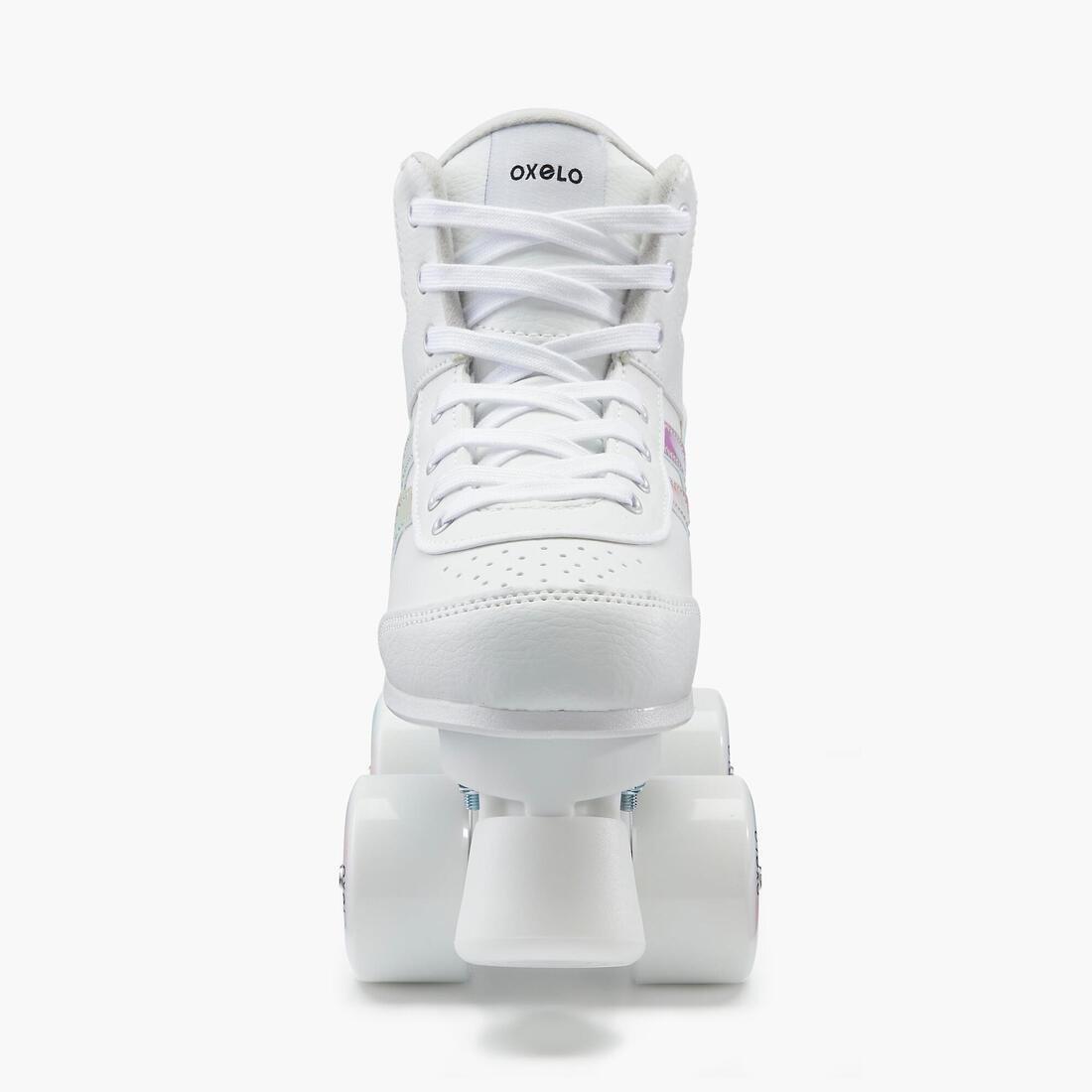 OXELO - 100  Jr Quad Roller Skates, White Holographic