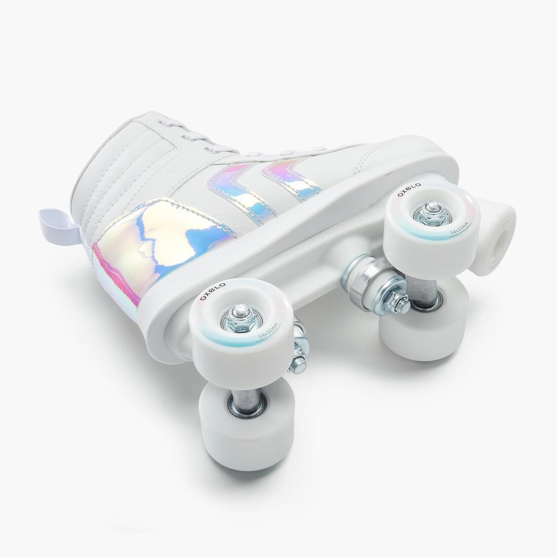 100  Jr Quad Roller Skates, White Holographic, , large image number 7