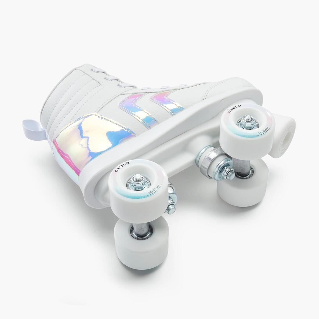 OXELO - 100  Jr Quad Roller Skates, White Holographic