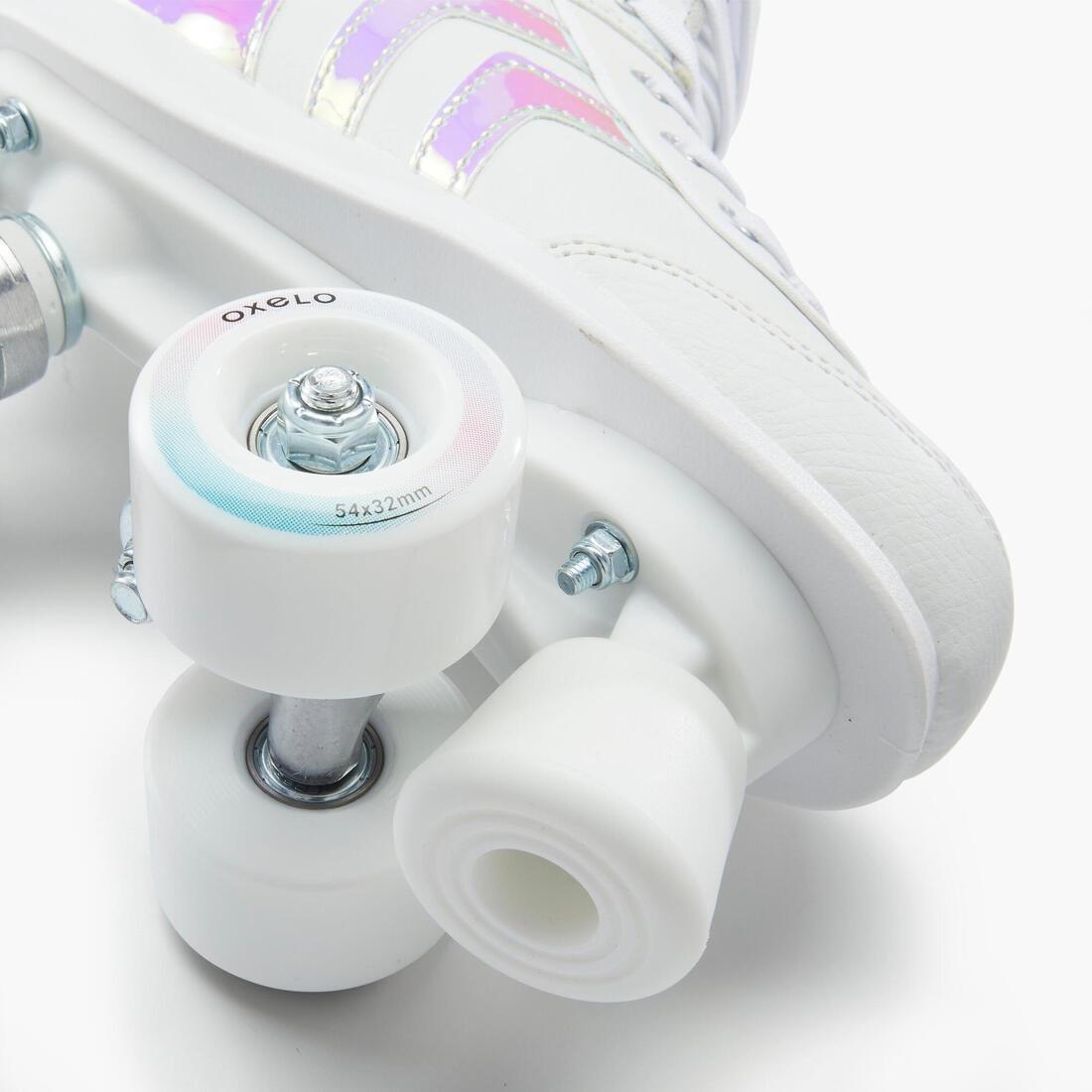 OXELO - 100  Jr Quad Roller Skates, White Holographic