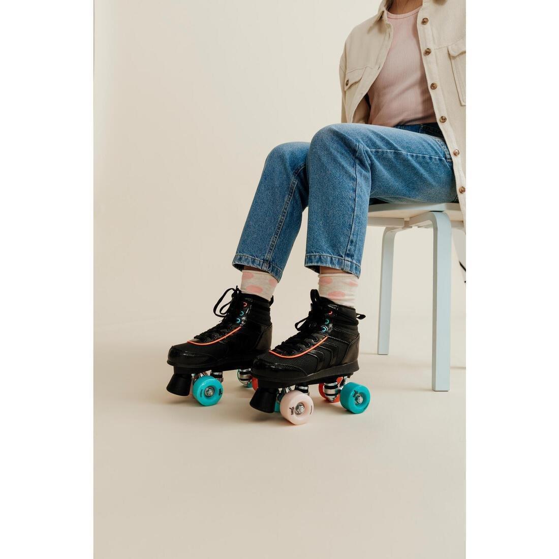 100 Jr Quad Roller Skates -  Holographic, Black, , large image number 9