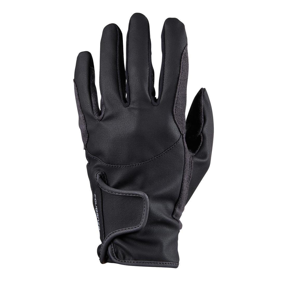 500Kids Horse Riding Gloves, Carbon Grey, , large image number 0