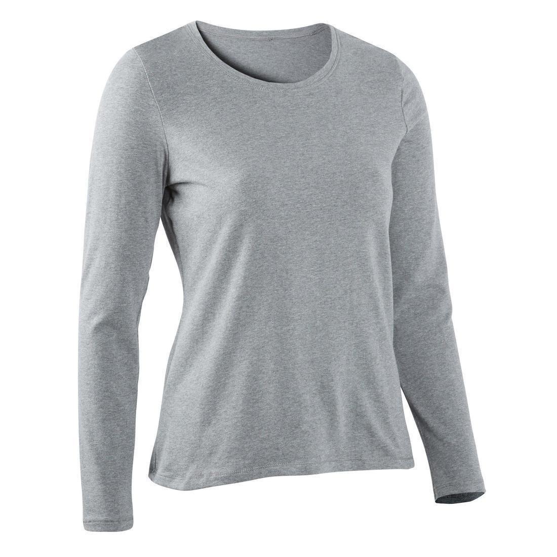 ong-Sleeved Cotton Fitness T-Shirt, Black, No Color, large image number 6
