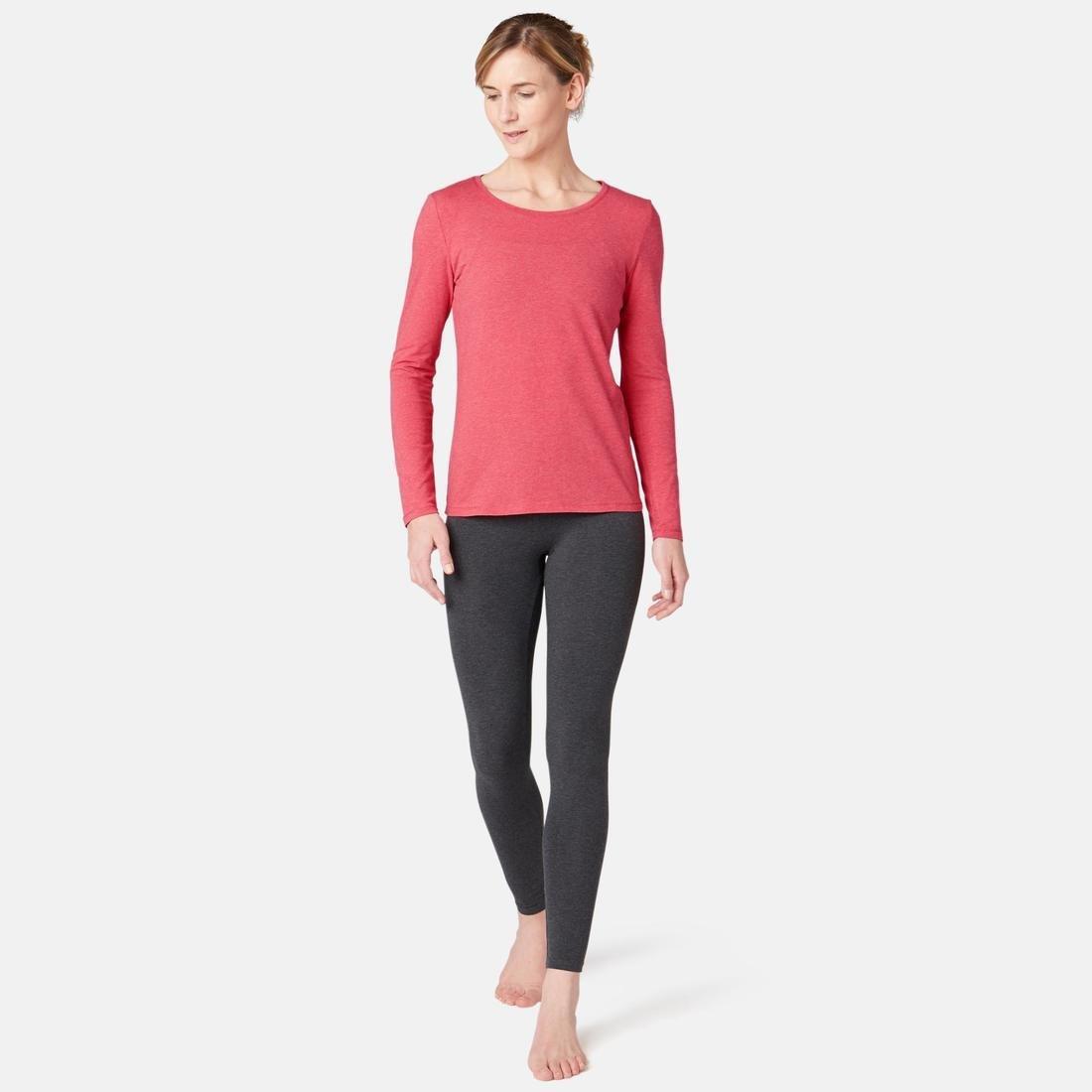 ong-Sleeved Cotton Fitness T-Shirt, Black, No Color, large image number 10