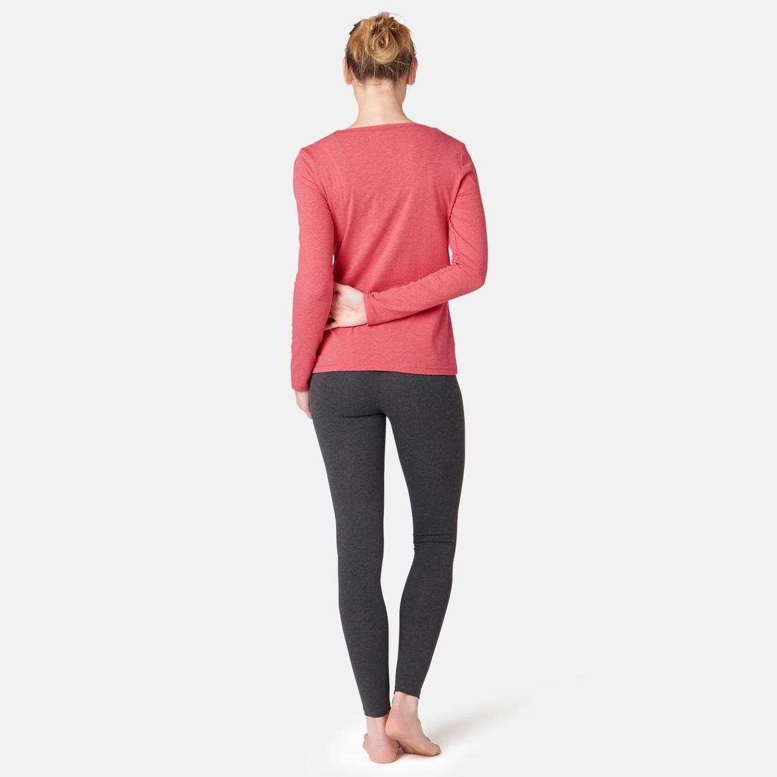ong-Sleeved Cotton Fitness T-Shirt, Black, No Color, large image number 11