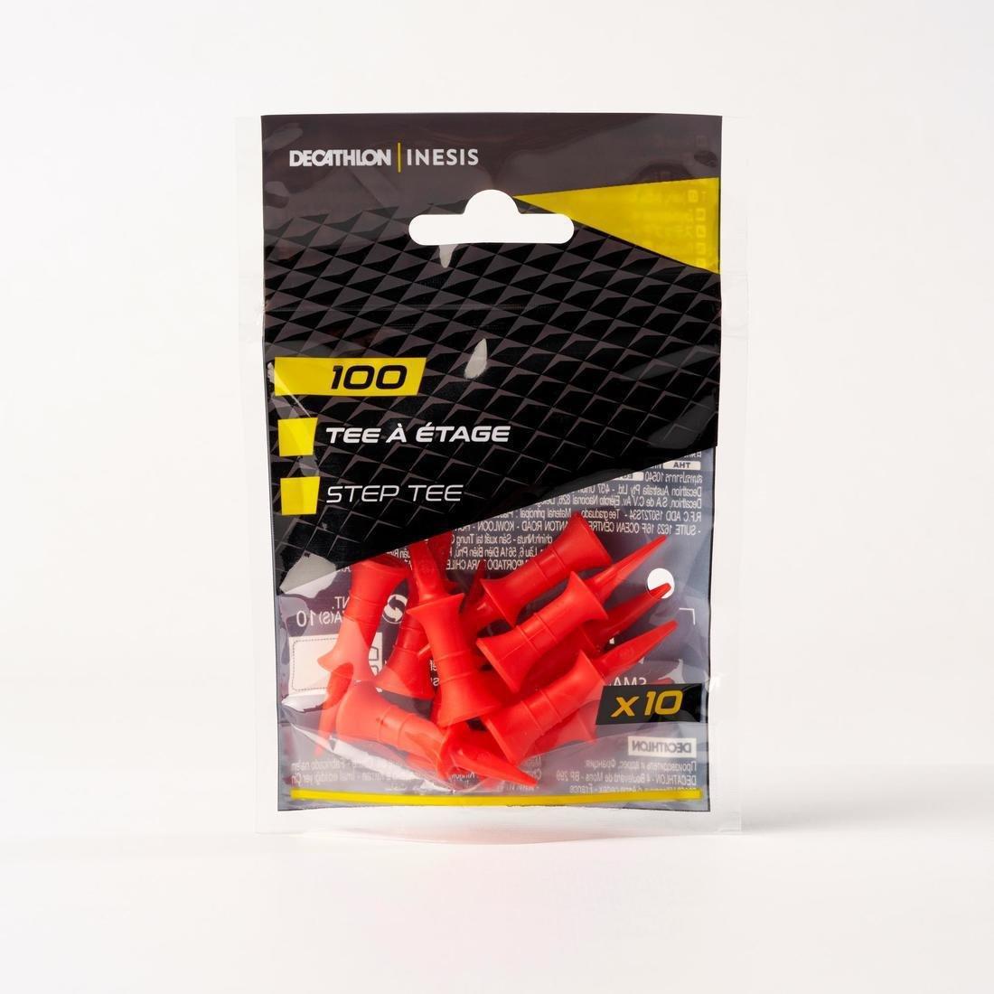 Golf Plastic Step Tees X10 24Mm - Inesis 100, Red, No Color, large image number 1