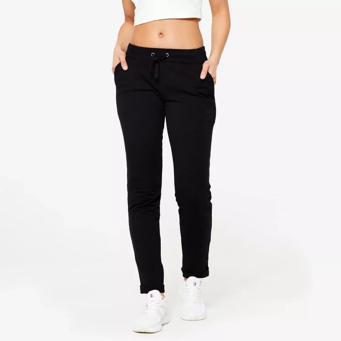 Slim-Fit Fitness Jogging Bottoms With Fitted Cuffs, Black, No Color, large image number 1
