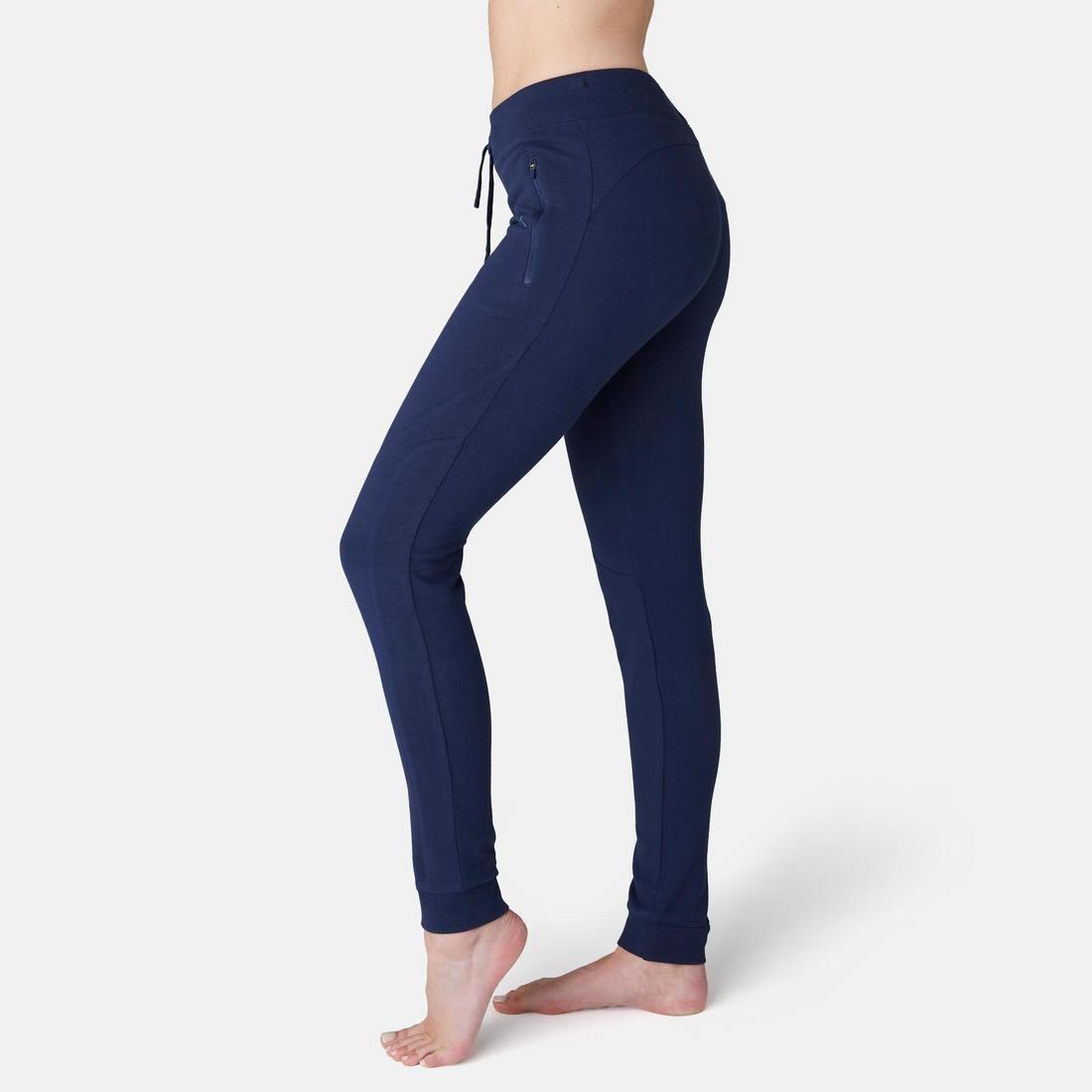 Warm Slim-Fit Fitness Jogging Bottoms with Zippe Pockets, Grey, , large image number 1