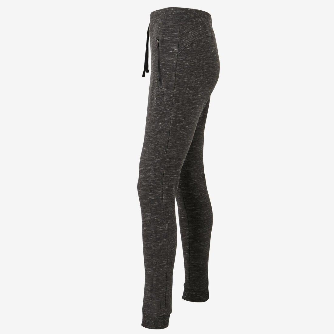 Warm Slim-Fit Fitness Jogging Bottoms with Zippe Pockets, Grey, , large image number 2