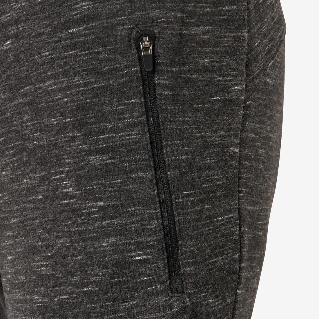 Warm Slim-Fit Fitness Jogging Bottoms with Zippe Pockets, Grey, , large image number 5