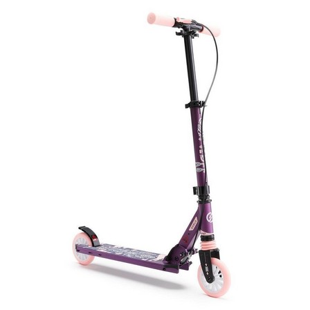 OXELO - MID5 Kids' Scooter with Handlebar Brake and Suspension, Tribal Graphic, Aubergine