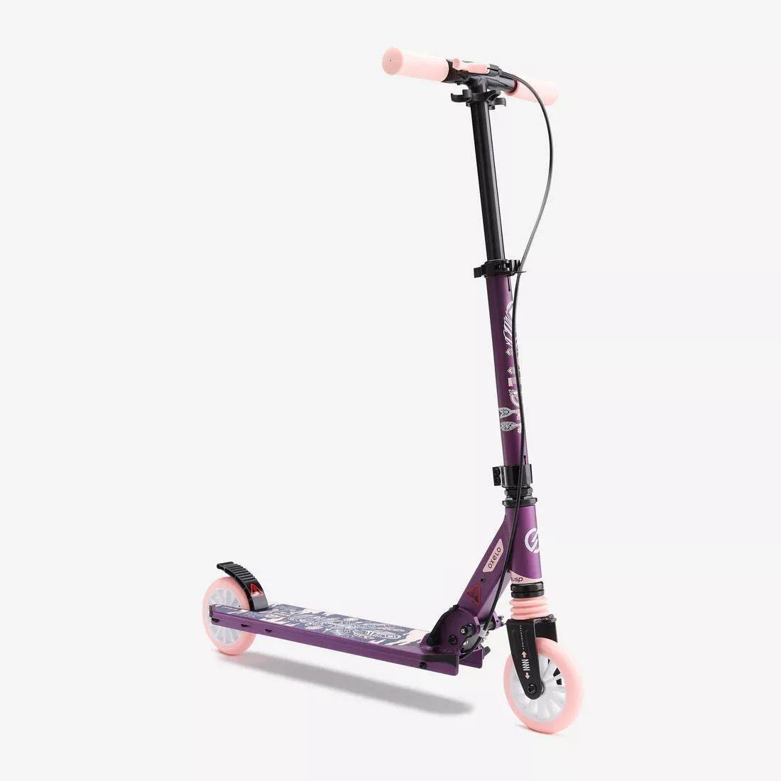 MID5 Kids' Scooter with Handlebar Brake and Suspension, Tribal Graphic, Aubergine, No Color, medium