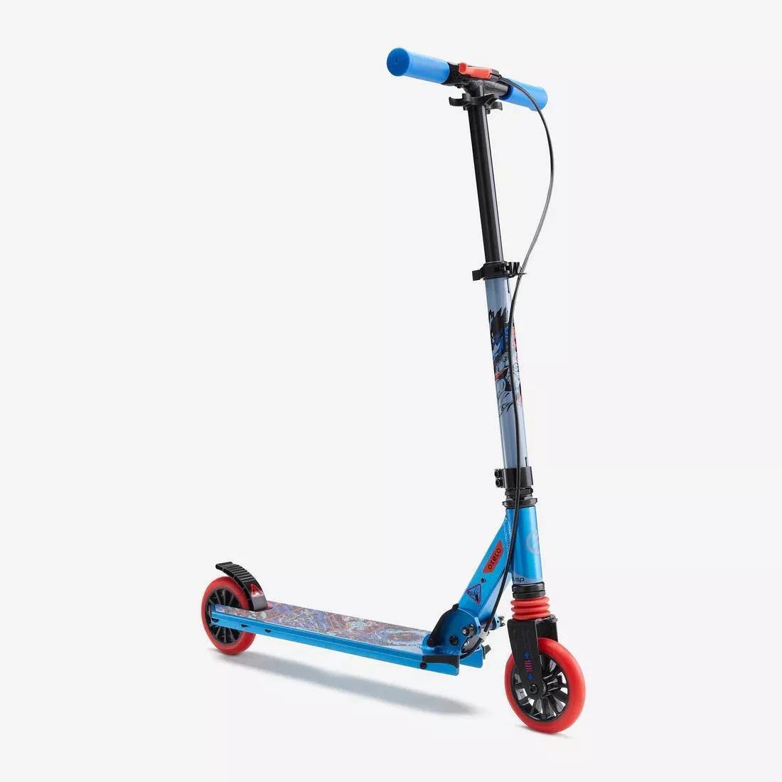 OXELO - MID5 Kids' Scooter with Handlebar Brake and Suspension, Tribal Graphic, Blue