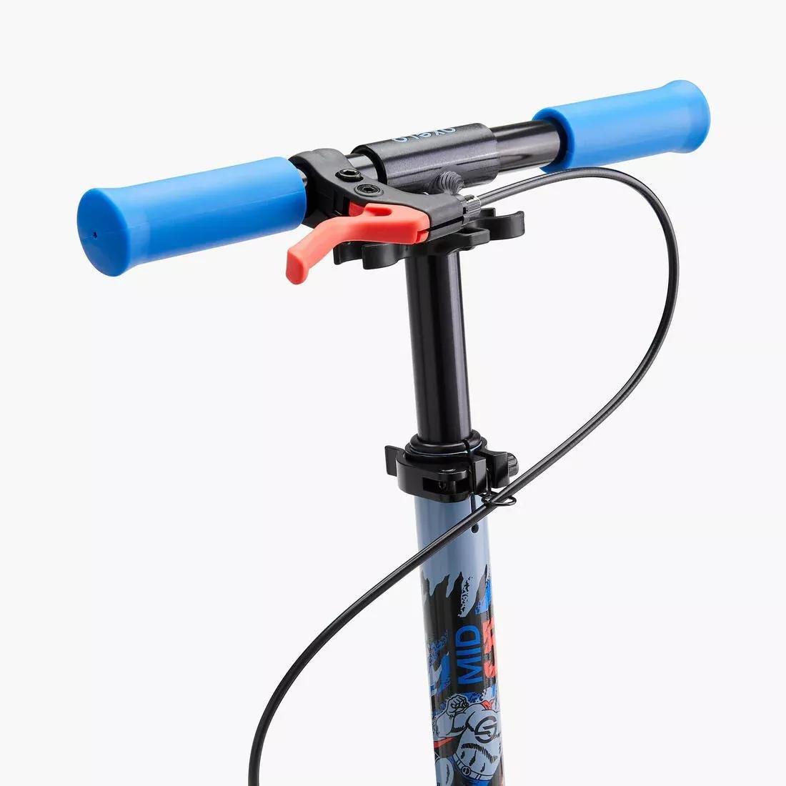 OXELO - MID5 Kids' Scooter with Handlebar Brake and Suspension, Tribal Graphic, Blue