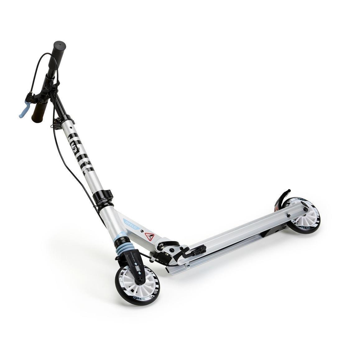 OXELO - MID5 Kids' Scooter with Handlebar Brake and Suspension, Tribal Graphic, Blue