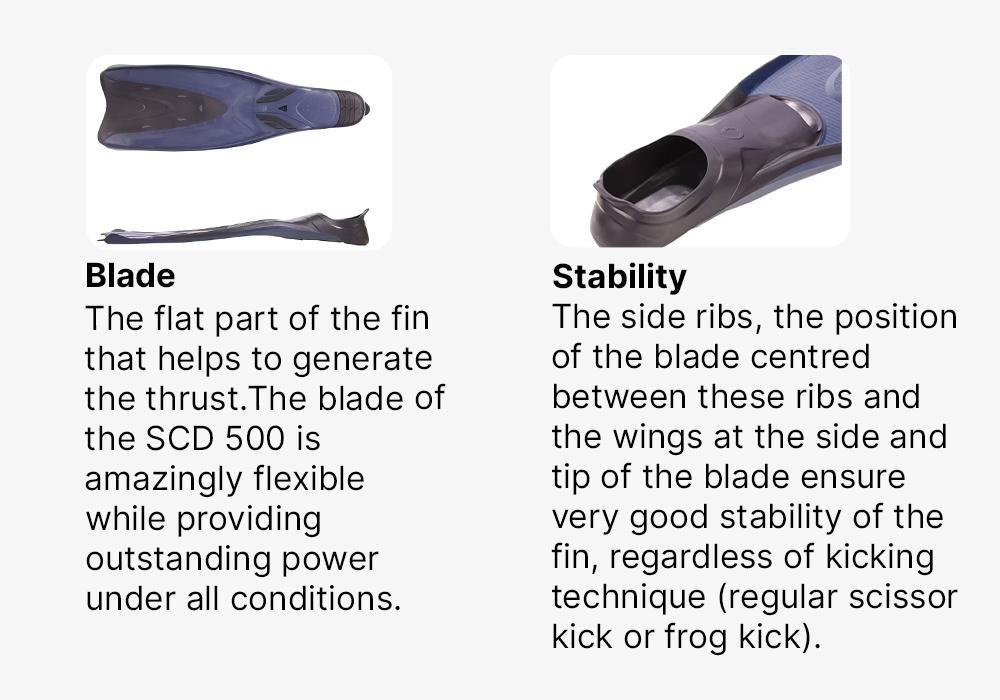 Scd 500 Scuba Diving Fins, Deep Navy Blue, No Color, medium