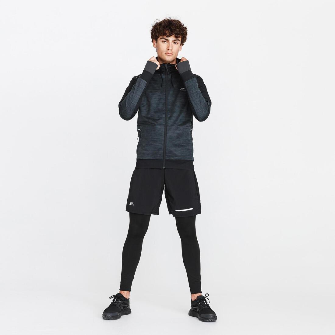 Men Kalenji Warm Running Hoodie Sweatshirt, , Grey, , large image number 1