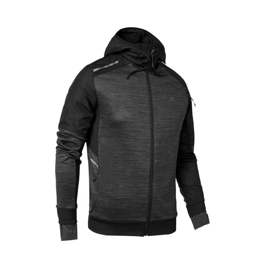 Men Kalenji Warm Running Hoodie Sweatshirt Grey KALENJI