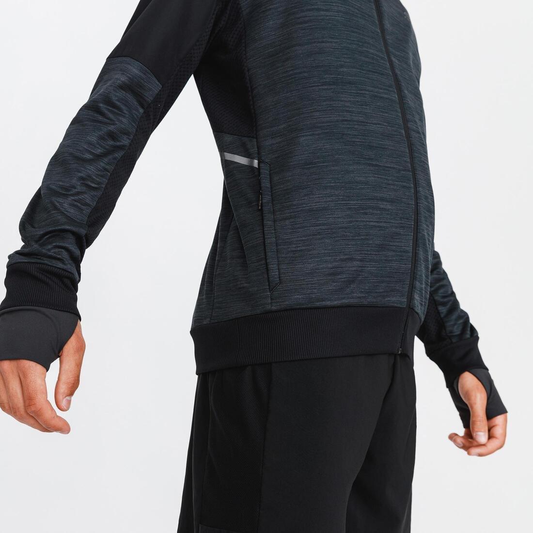 Men Kalenji Warm Running Hoodie Sweatshirt, , Grey, , large image number 4