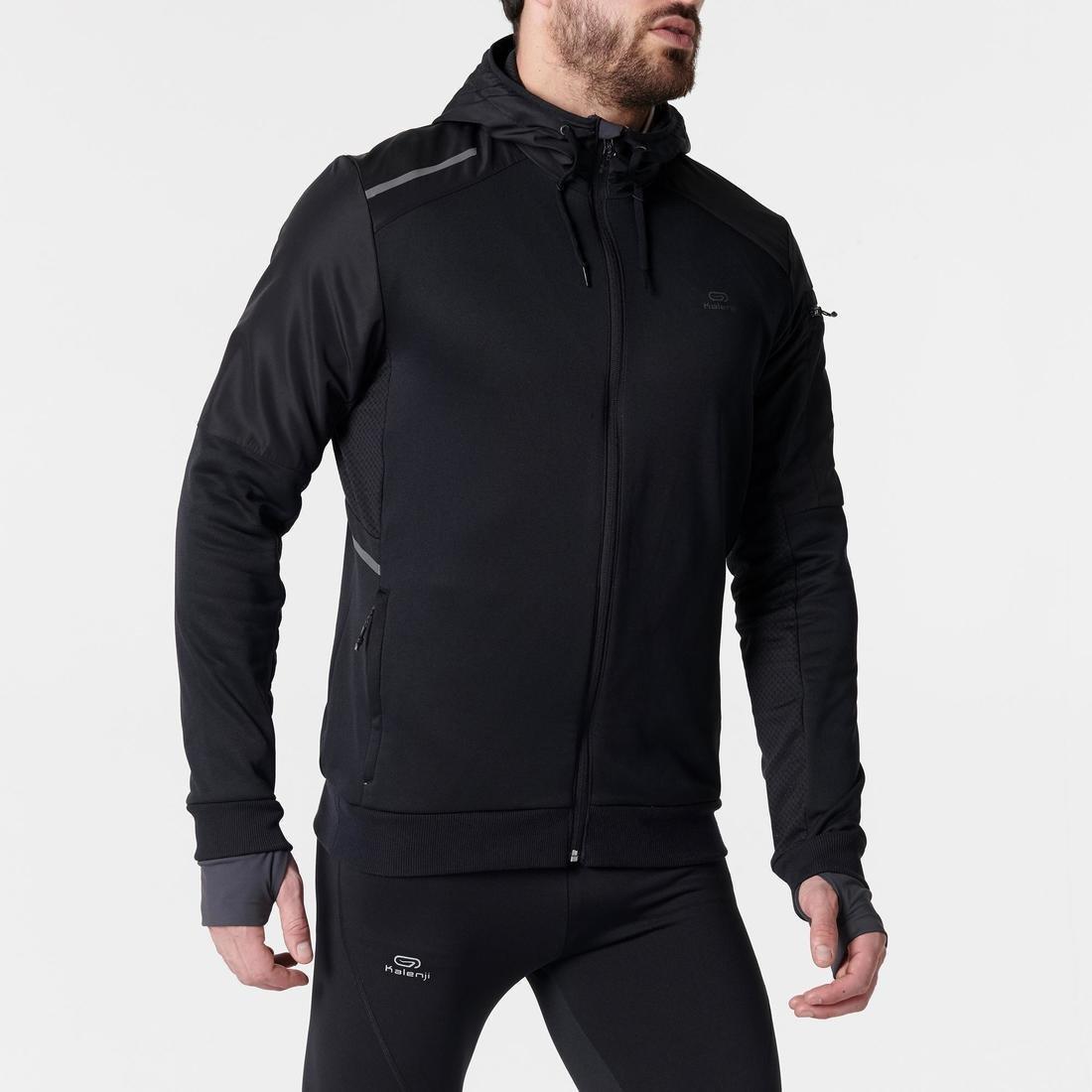 Men Kalenji Warm Running Hoodie Sweatshirt, , Grey, , large image number 10