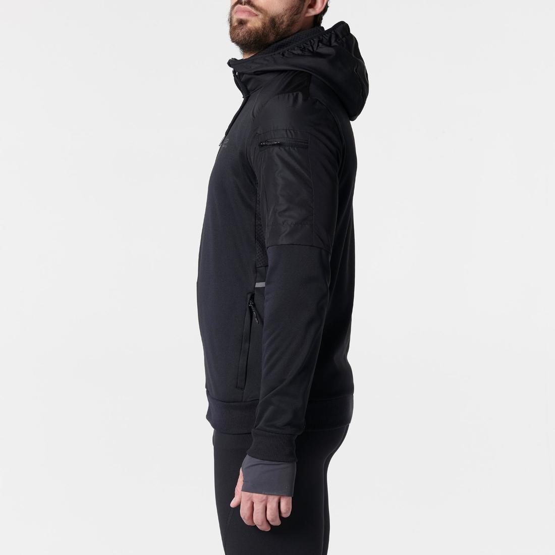 Men Kalenji Warm Running Hoodie Sweatshirt, , Grey, , large image number 11