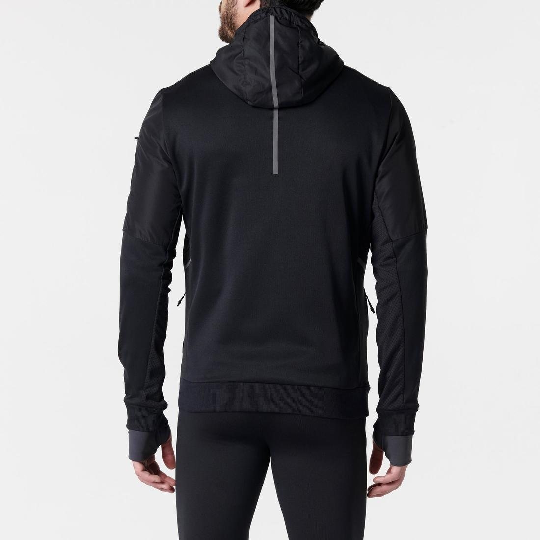 Men Kalenji Warm Running Hoodie Sweatshirt, , Grey, , large image number 12