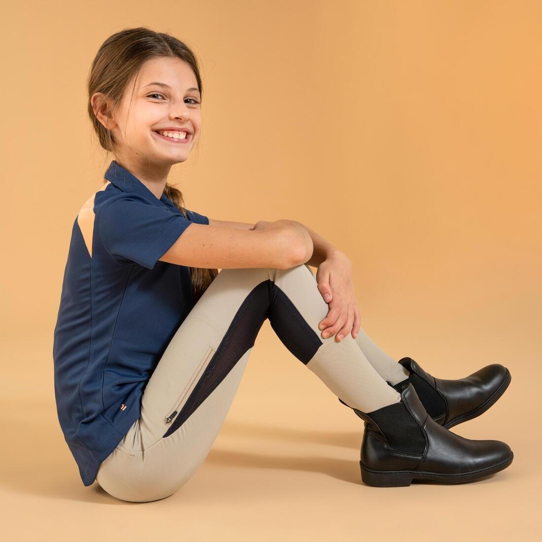 Kids Unisex Horse Riding Mesh Jodhpurs/Navy, Linen, , large image number 2