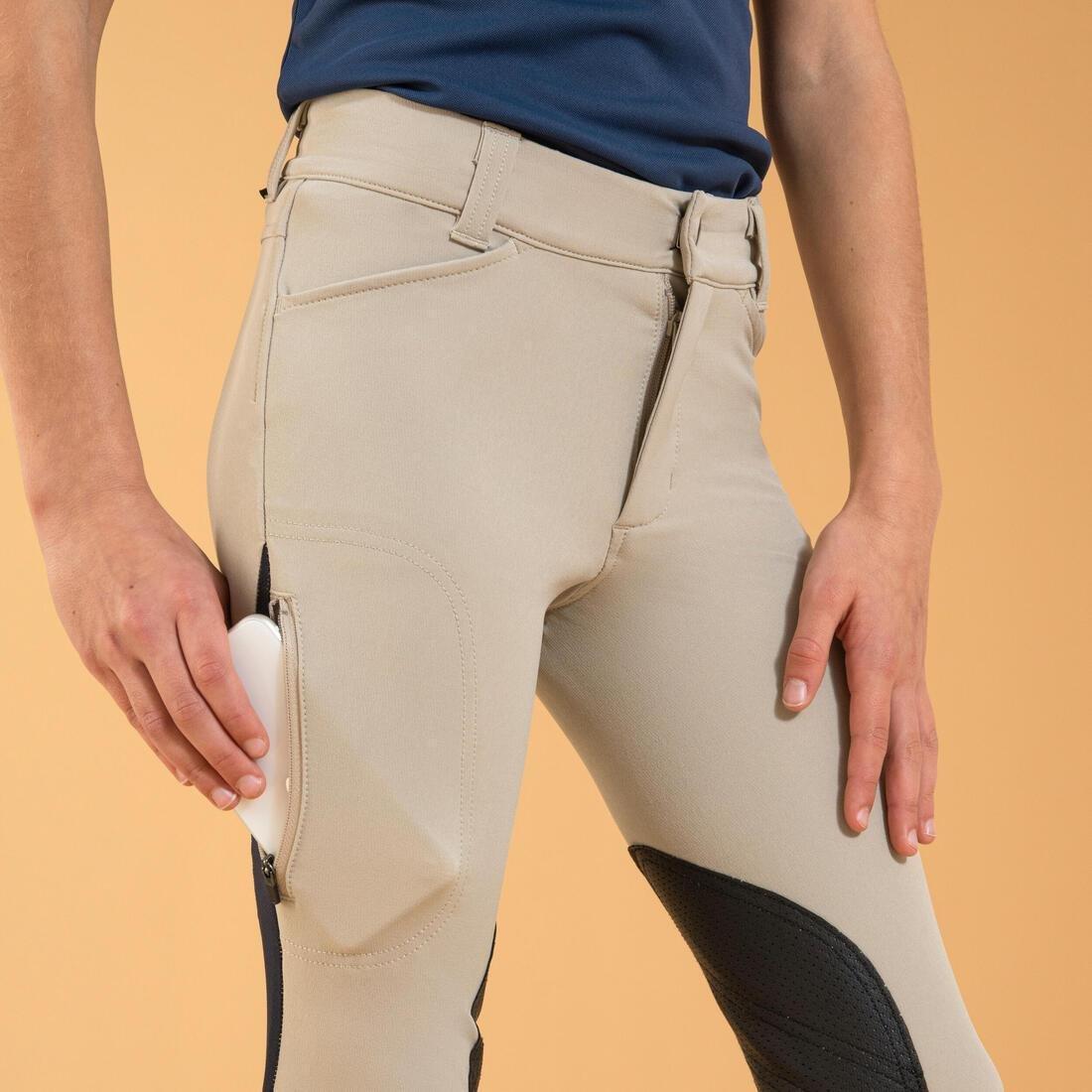 Kids Unisex Horse Riding Mesh Jodhpurs/Navy, Linen, , large image number 3