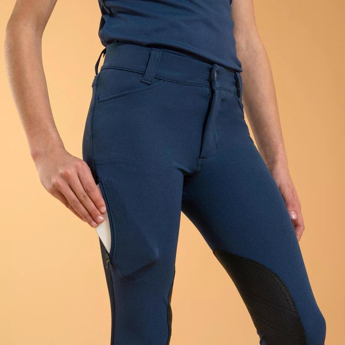 Kids Unisex Horse Riding Mesh Jodhpurs/Navy, Linen, , large image number 8