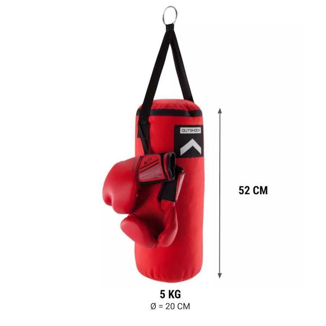Kids' Boxing Bag Gloves Set, Red, No Color, large image number 1