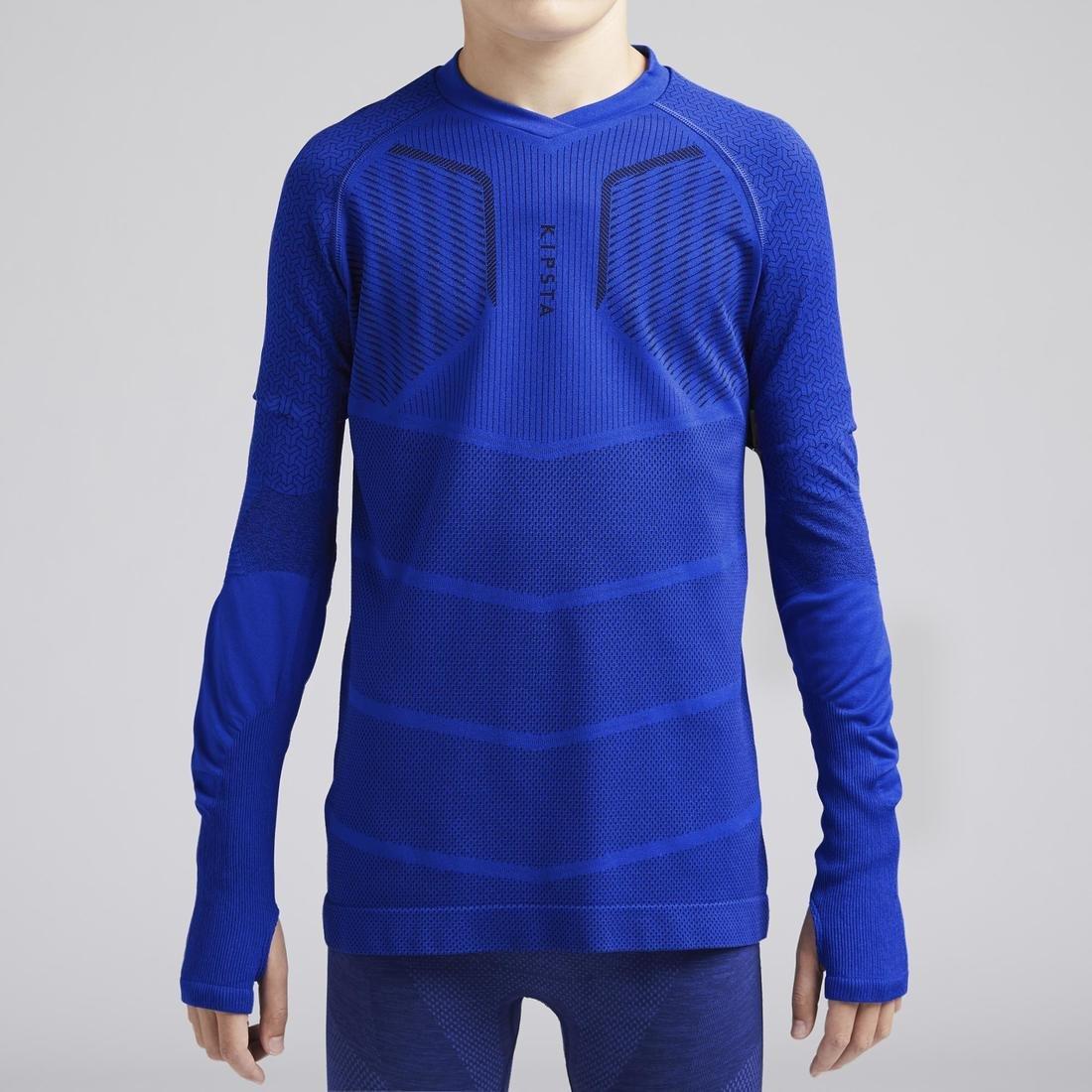 Kids Long-Sleeved Base Layer Football Top - Mottled, Bright Indigo, , large image number 2