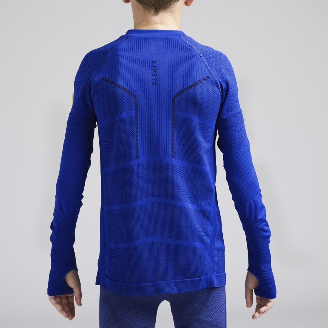 Kids Long-Sleeved Base Layer Football Top - Mottled, Bright Indigo, , large image number 4